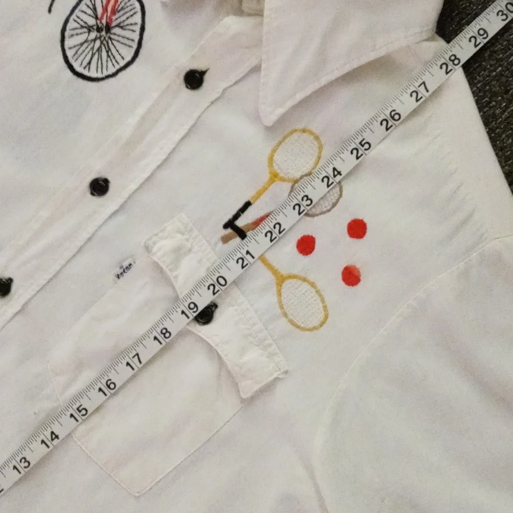 🚲1970s RARE/VTG Levi's White Tab🚲 - Cream/White Embroidered S/S Button Down